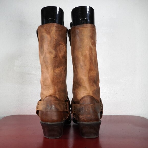 Women's Cabelas Brown Leather Mid-Calf Western Cowboy Fashion Boots 9 - Picture 7 of 8